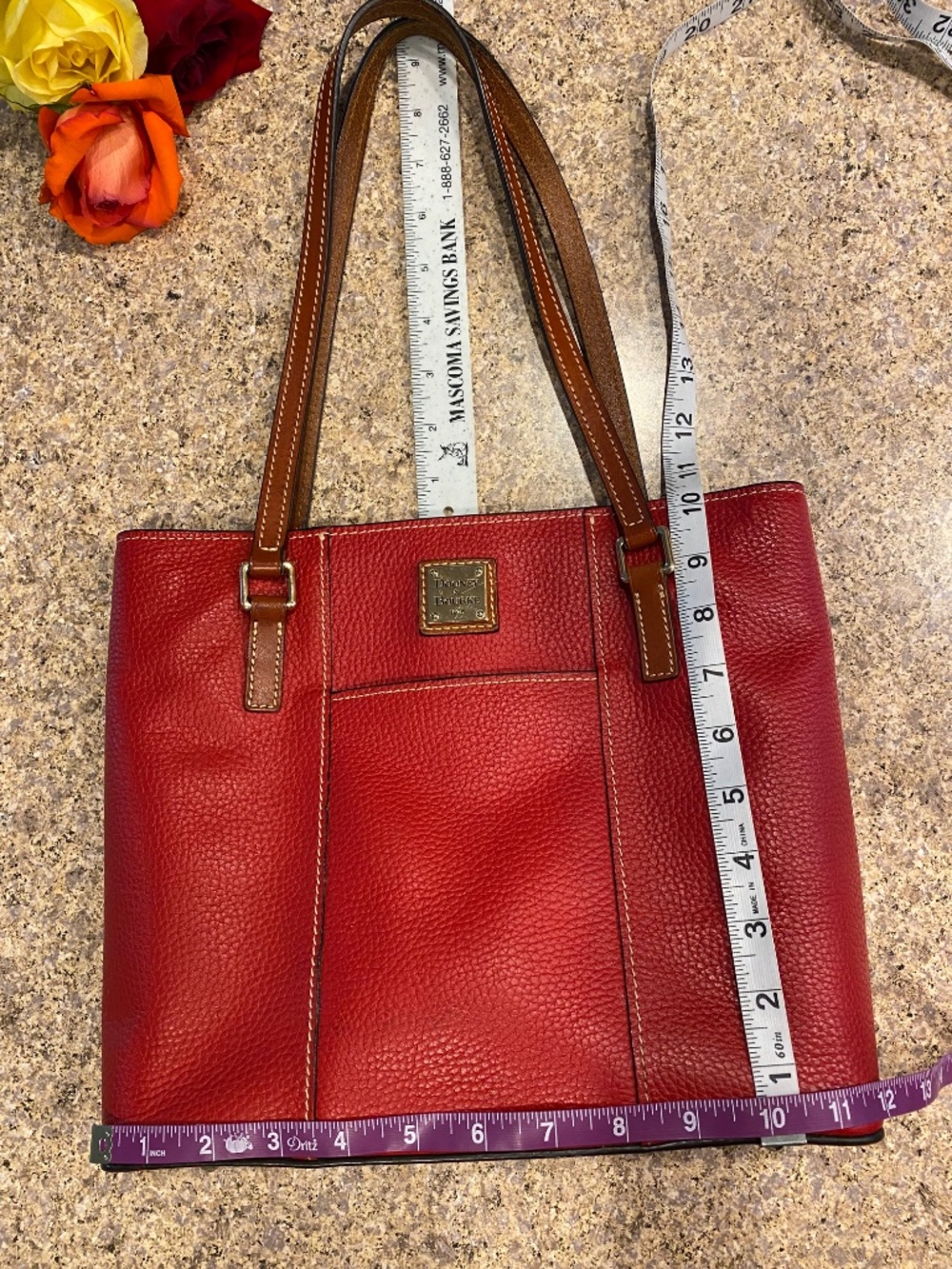 DOONEY & BOURKE Red Pebble Leather Small Lexington Tote Bag GUC - Picture 13 of 17